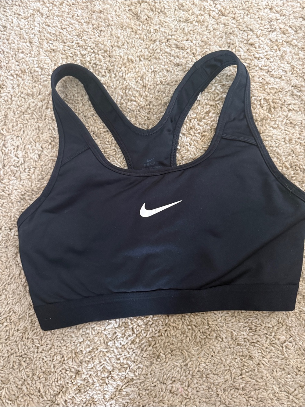 Nike Black Sports Bra with White Swoosh - Racerback Support